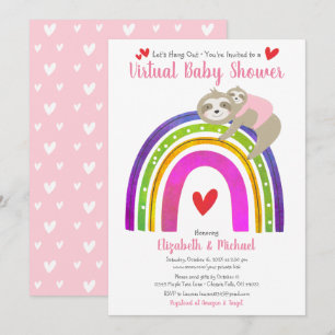 Invitación Chica virtual de Baby Shower corta esloganzas, arc
