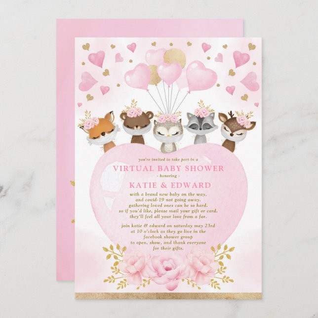 Invitación Chica virtual de San Valentín de Woodland (Anverso / Reverso)