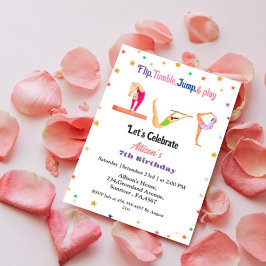 Invitación Chica voltear salto de tambor y jugar cumpleaños d