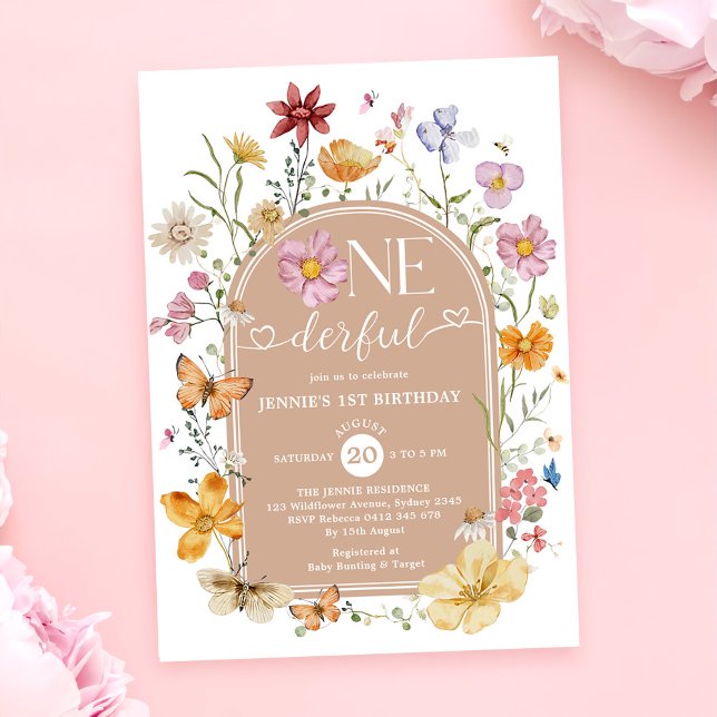 Invitación Chica Wildflower Maravilloso Fiesta de cumpleaños (Subido por el creador)