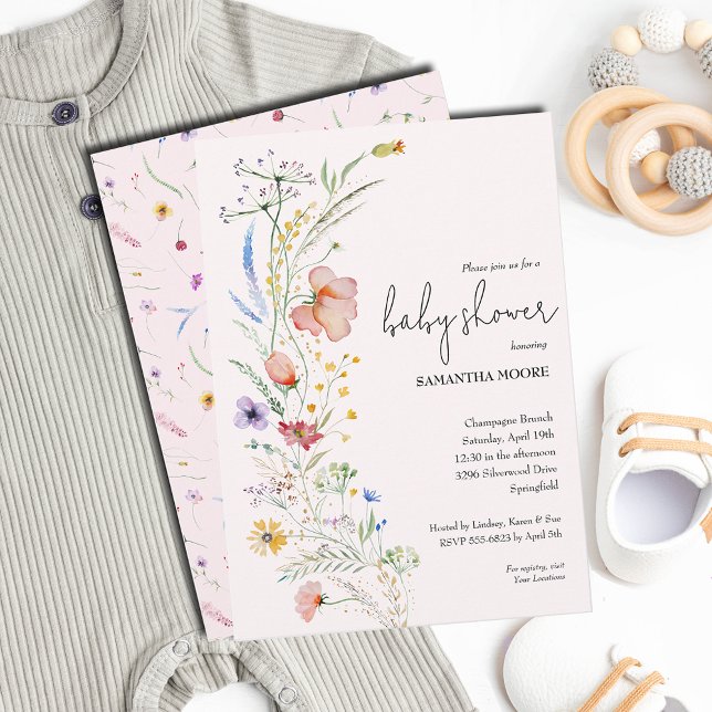 Invitación Chica Wildflowers Baby Shower (Subido por el creador)