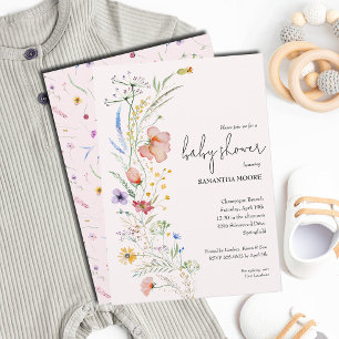 Invitación Chica Wildflowers Baby Shower