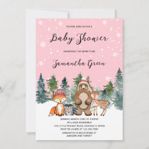 Invitación Chica Winter Woodland Baby Shower
