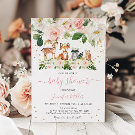 Invitación Chica Woodland Baby Shower Rubor Floral