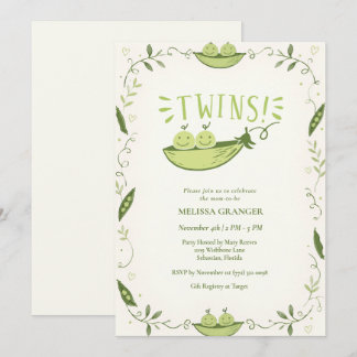 Invitación Chica y Chico Gemelos Fiesta de Bebé