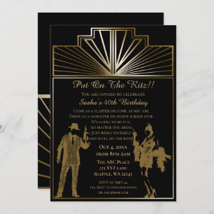 Invitación Chica y gángster del Art Deco de los años 20