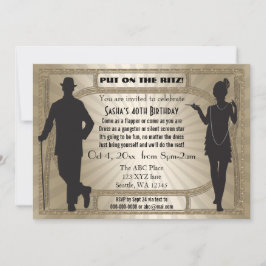 Invitación Chica y gángster del Art Deco de los años 20