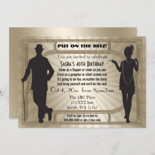 Invitación Chica y gángster del Art Deco de los años 20