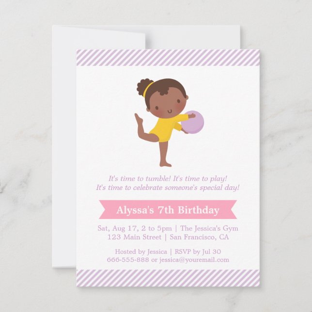 Invitación Chica y gimnasia de bolas niños Fiesta de cumpleañ (Anverso)