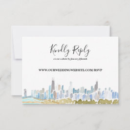 Invitación Chicago City Skyline Watercolor Online RSVP Card