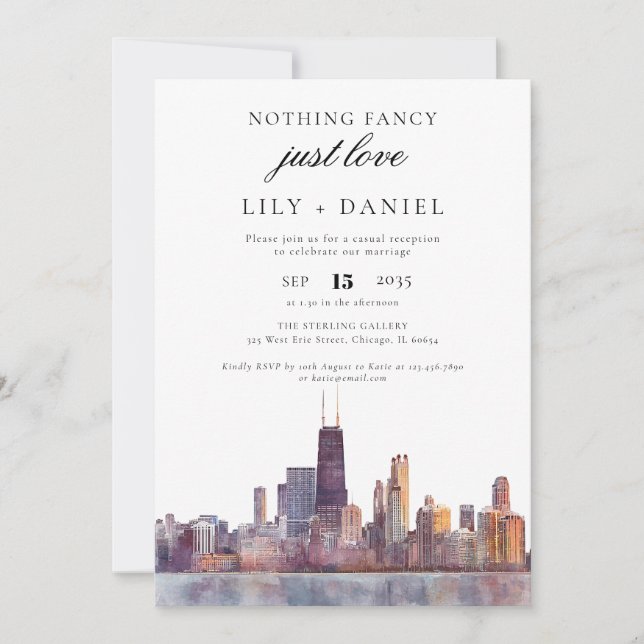 Invitación Chicago Elopement Wedding Reception (Anverso)