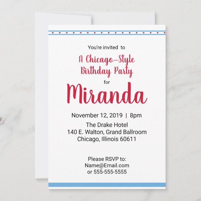 Invitación Chicago Love |  (Anverso)