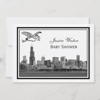 Invitación Chicago Skyline Grabado Enmarcado #2H Cumple Meses