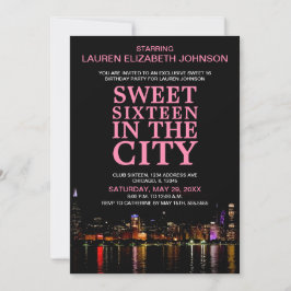 Invitación Chicago Skyline Sweet 16 Fiestas de cine Cumpleaño