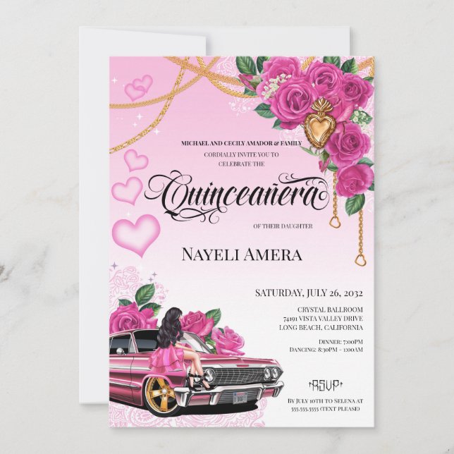 Invitación Chicana Quinceanera (Anverso)