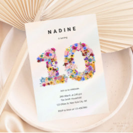 Invitación Chicas 10.º Cumpleaños 10.º Jardín Floral