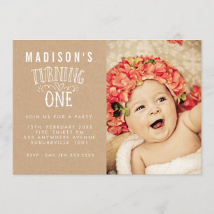 Invitación Chicas 1er cumpleaños número personalizado foto