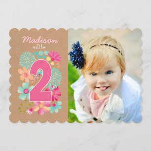 Invitación Chicas 2º Fiesta de cumpleaños número de foto invi