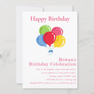 Invitación Chicas 7.º cumpleaños Séptimo Fiesta de globo