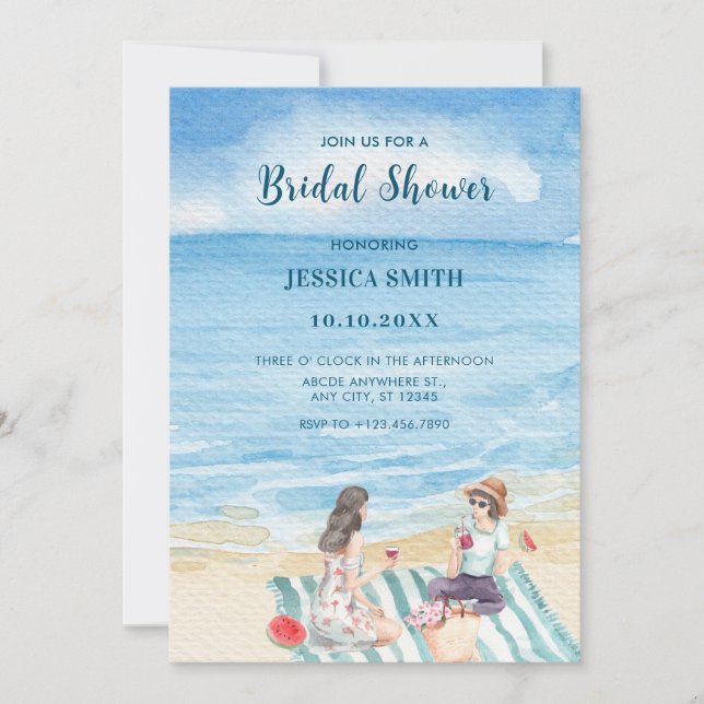 Invitación Chicas acuáticos vistiendo en la ducha de novia en (Anverso)