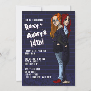 Invitación Chicas adolescentes Personalizados gemelos de Guay