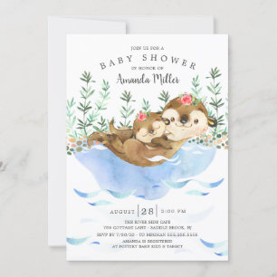 Invitación Chicas Adorable Sea Otter Baby Shower