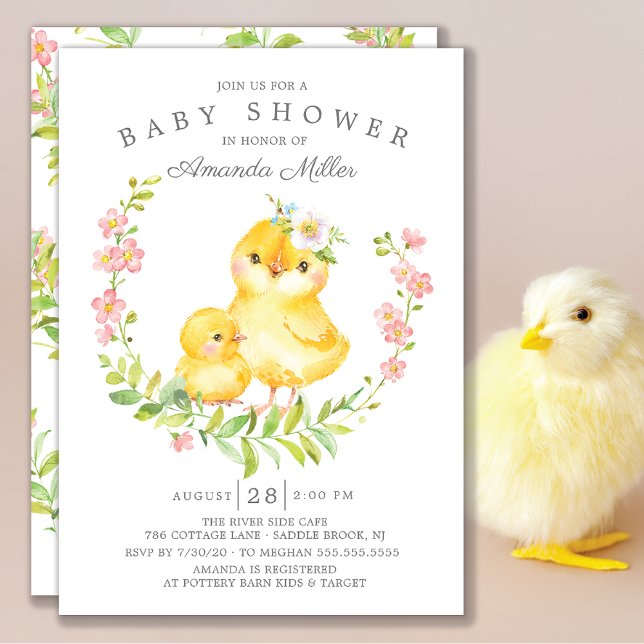 Invitación Chicas Adorables de Mamá y Niños Chick Baby Shower (Subido por el creador)
