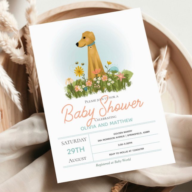Invitación Chicas adoran elegante Baby Shower Golden Retrieve (Subido por el creador)