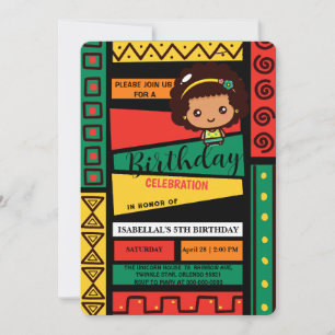 Invitación Chicas afro africanas de Cute-American Fiesta de c
