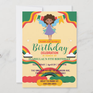 Invitación Chicas afro angel afroamericanos Cumpleaños