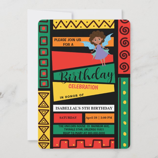 Invitación Chicas afro angel afroamericanos Cumpleaños (Anverso)