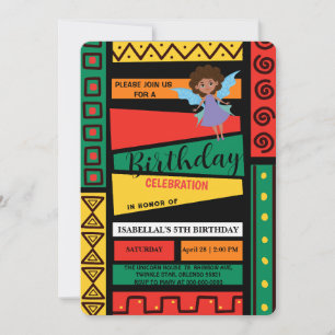 Invitación Chicas afro angel afroamericanos Cumpleaños