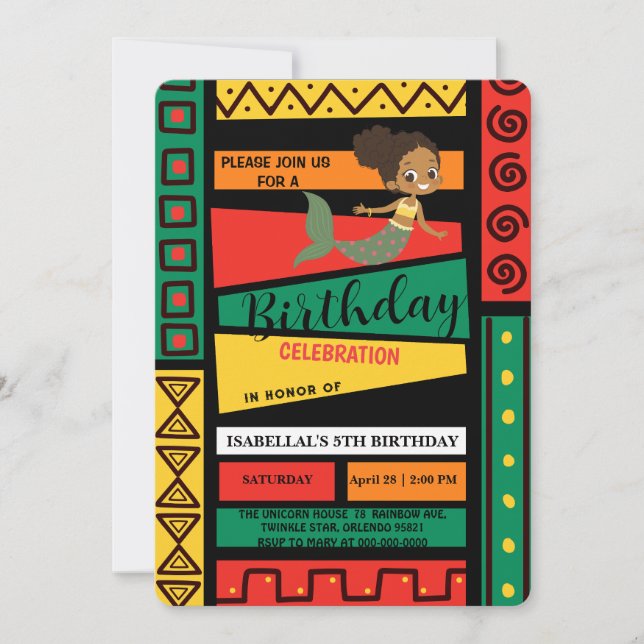 Invitación Chicas afro-sirenas afroamericanos Cumpleaños (Anverso)
