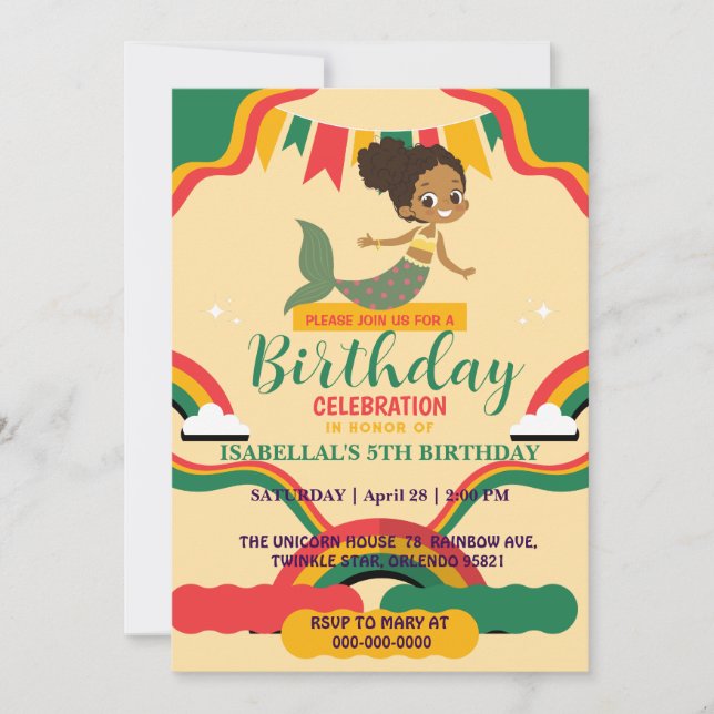 Invitación Chicas afro-sirenas afroamericanos Cumpleaños (Anverso)