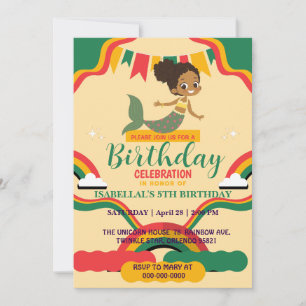 Invitación Chicas afro-sirenas afroamericanos Cumpleaños