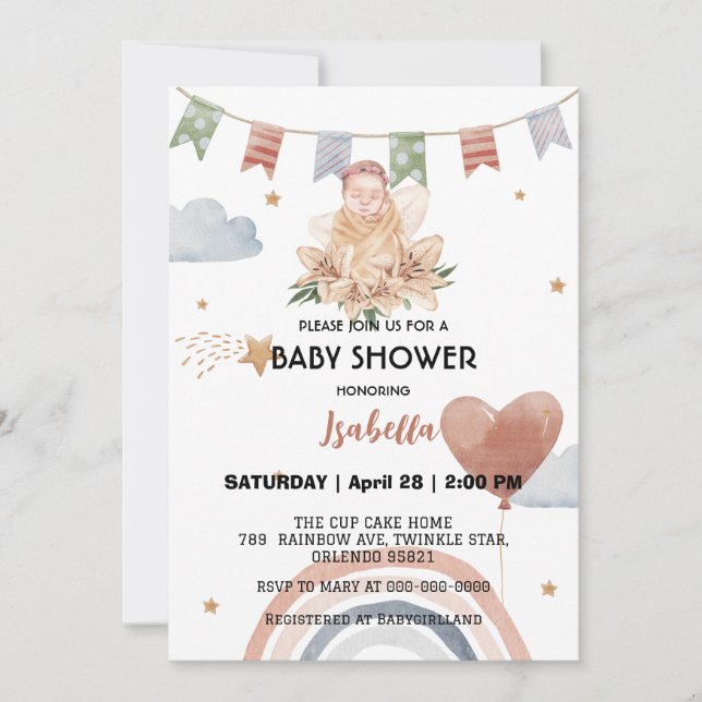 Invitación Chicas afroamericanos adorables con ducha de bebé (Anverso)