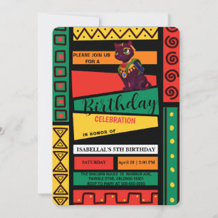 Invitación Chicas afroamericanos de gatito lindo Birthday pa