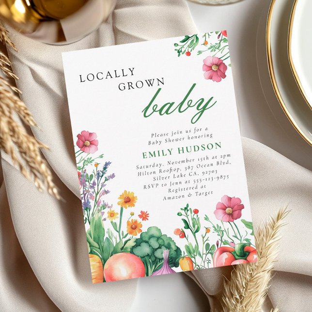 Invitación Chicas agricultores locales comercializan Baby Sho (Subido por el creador)