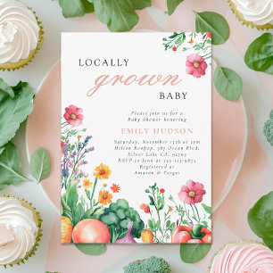 Invitación Chicas agricultores locales comercializan Baby Sho