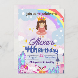 Invitación Chicas arcoiris niños cumpleaños fiestas regalos