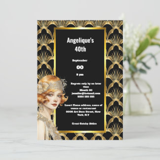 Invitación Chicas Art deco Flapper de los años 1920 con 20 ro
