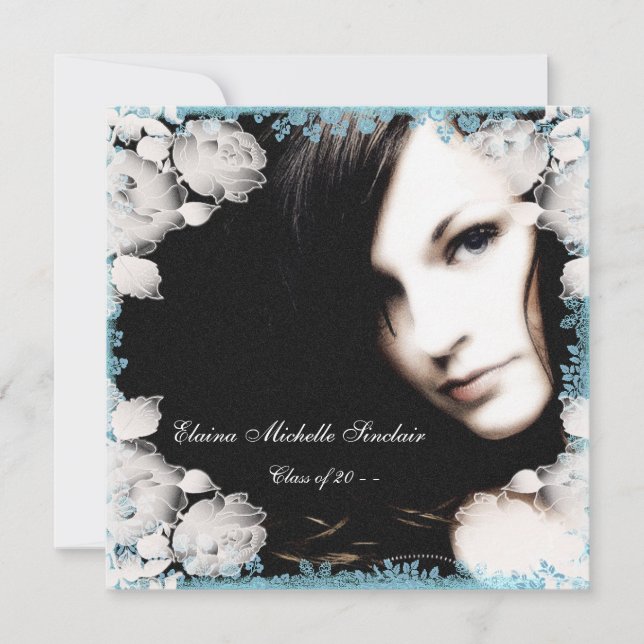 Invitación Chicas azules rosados y Verde azulados Graduación  (Anverso)