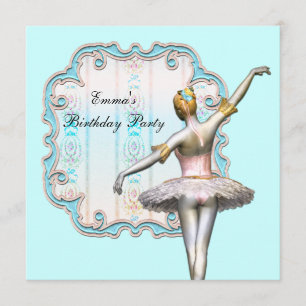 Invitación Chicas azules verde azulados Ballerina Fiesta de C