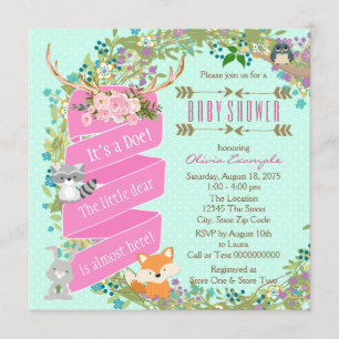 Invitación Chicas Baby Shower Bosque