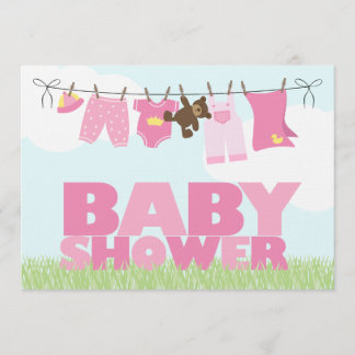 Invitación Chicas Baby Shower de la cuerda para tender la