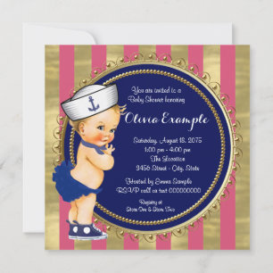 Invitación Chicas Baby Shower Náutico