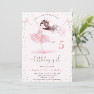 Invitación Chicas bailan rosado con Chica de cumpleaños Cumpl