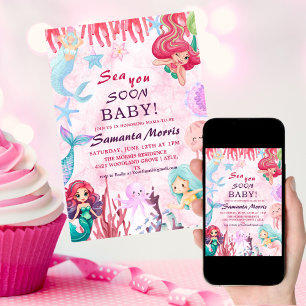 Invitación Chicas bajo el mar, Cumpleaños de animales sirena