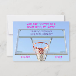 Invitación Chicas Baloncesto Hoop Cumpleaños