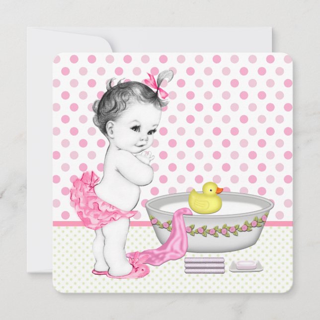 Invitación Chicas Bath Time Baby Shower (Anverso)